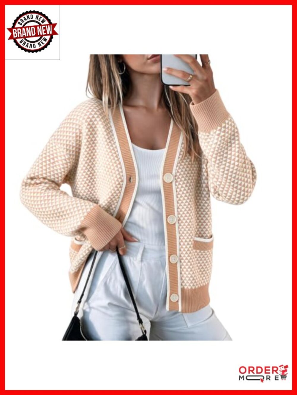 Knit Cardigan Sweater Button Down V Neck Long Sleeve Pockets